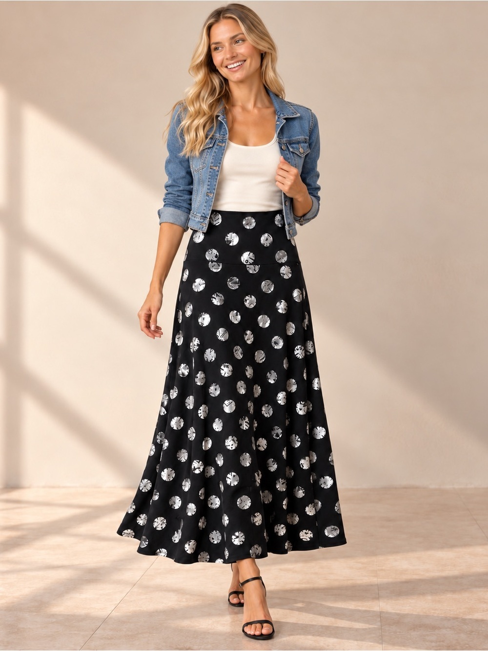LuLaRoe Black and White Sequin Maxi Skirt